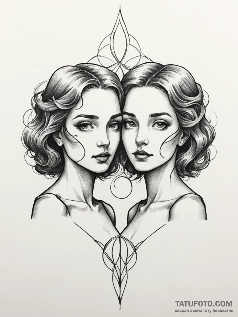 Gemini twins depicted as light and shadow, co... - эскиз тату (№1751346259_0, 01.07.2025 05:04) — Tatufoto.com