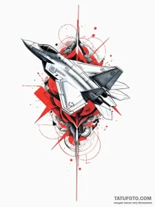F-22 raptor jet leaving a trail of geometric,... - эскиз тату (№1751346387_0, 01.07.2025 05:06) — Tatufoto.com