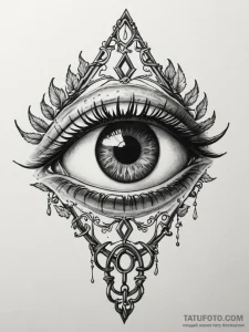 Antique key with demonic eye, tattoo line art... - эскиз тату (№1751347284_0, 01.07.2025 05:21) — Tatufoto.com