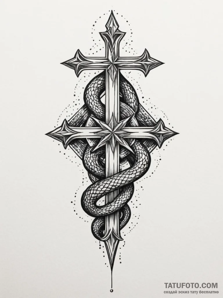 Jagged serpent crowned with starlight, tattoo... - эскиз тату (№1751347859_0, 01.07.2025 05:30) — Tatufoto.com