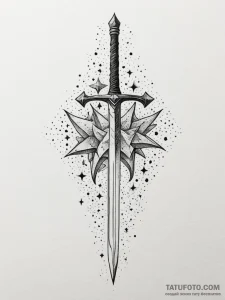 Dwarf forging a sword with a star fragment, a... - эскиз тату (№1751348844_0, 01.07.2025 05:47) — Tatufoto.com