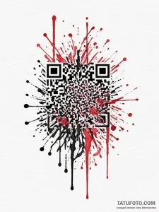 Qr code, stylized or glitching, tattoo sketch... - эскиз тату (№1751348916_0, 01.07.2025 05:48) — Tatufoto.com