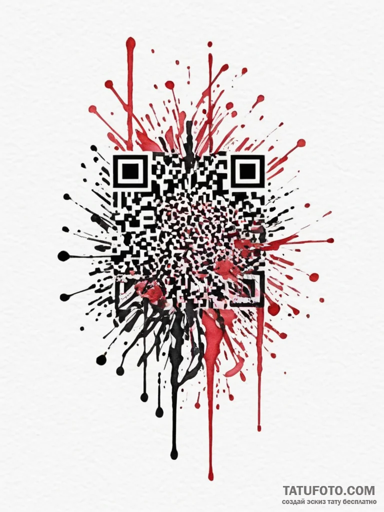 Qr code, stylized or glitching, tattoo sketch... - эскиз тату (№1751348916_0, 01.07.2025 05:48) — Tatufoto.com