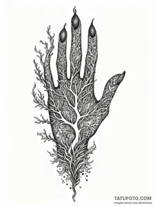 Coral branch morphing into a woman's hand, co... - эскиз тату (№1751348981_0, 01.07.2025 05:49) — Tatufoto.com