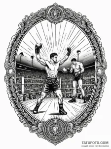 A classic boxing ring under stadium lights, f... - эскиз тату (№1751349655_0, 01.07.2025 06:00) — Tatufoto.com