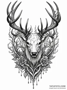 Blood crown forged from antlers, tattoo line... - эскиз тату (№1751350566_0, 01.07.2025 06:16) — Tatufoto.com
