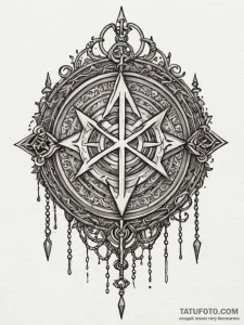 Bone sigil chained to relic, artistic tattoo... - эскиз тату (№1751350631_0, 01.07.2025 06:17) — Tatufoto.com