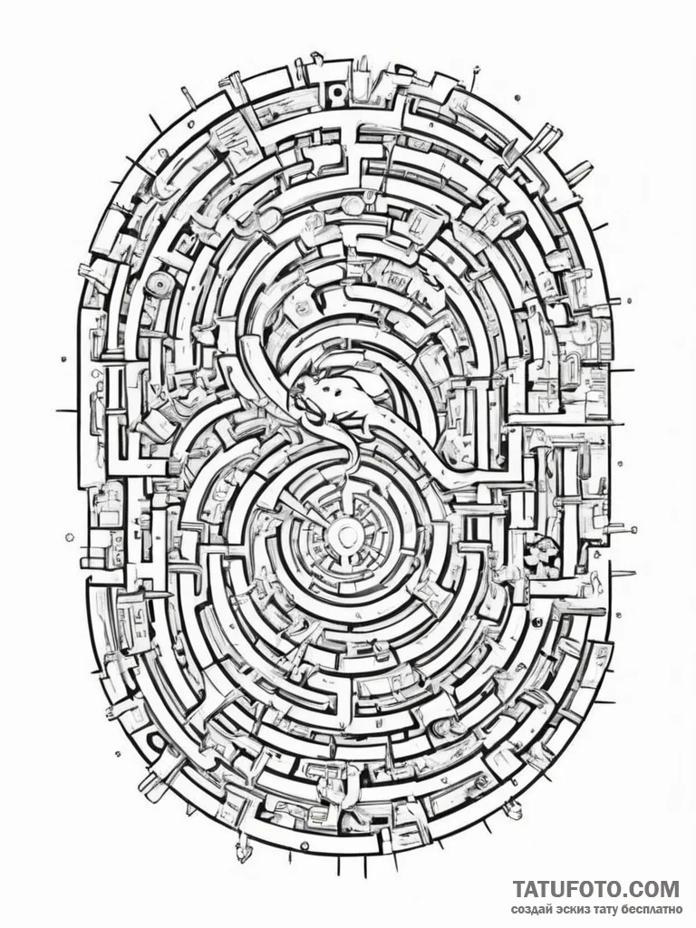 Rat navigating a maze made of computer chips,... - эскиз тату (№1751350696_0, 01.07.2025 06:18) — Tatufoto.com