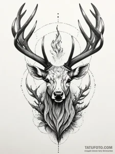 Burning antlers of ghostly stag, tattoo sketc... - эскиз тату (№1751350957_0, 01.07.2025 06:22) — Tatufoto.com