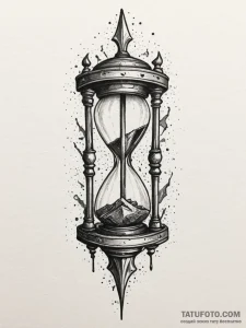 Dagger in cracked hourglass, artistic tattoo... - эскиз тату (№1751351504_0, 01.07.2025 06:31) — Tatufoto.com