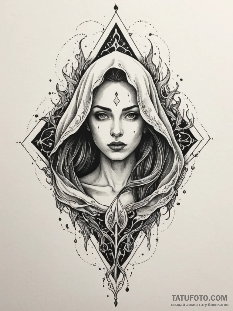 Quicksilver flames tearing through veil, tatt... - эскиз тату (№1751351568_0, 01.07.2025 06:32) — Tatufoto.com