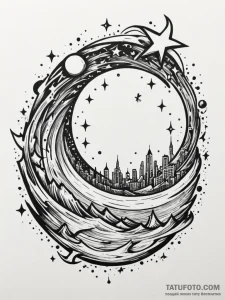 Mirror pool swirling with stars, concept art... - эскиз тату (№1751353090_0, 01.07.2025 06:58) — Tatufoto.com