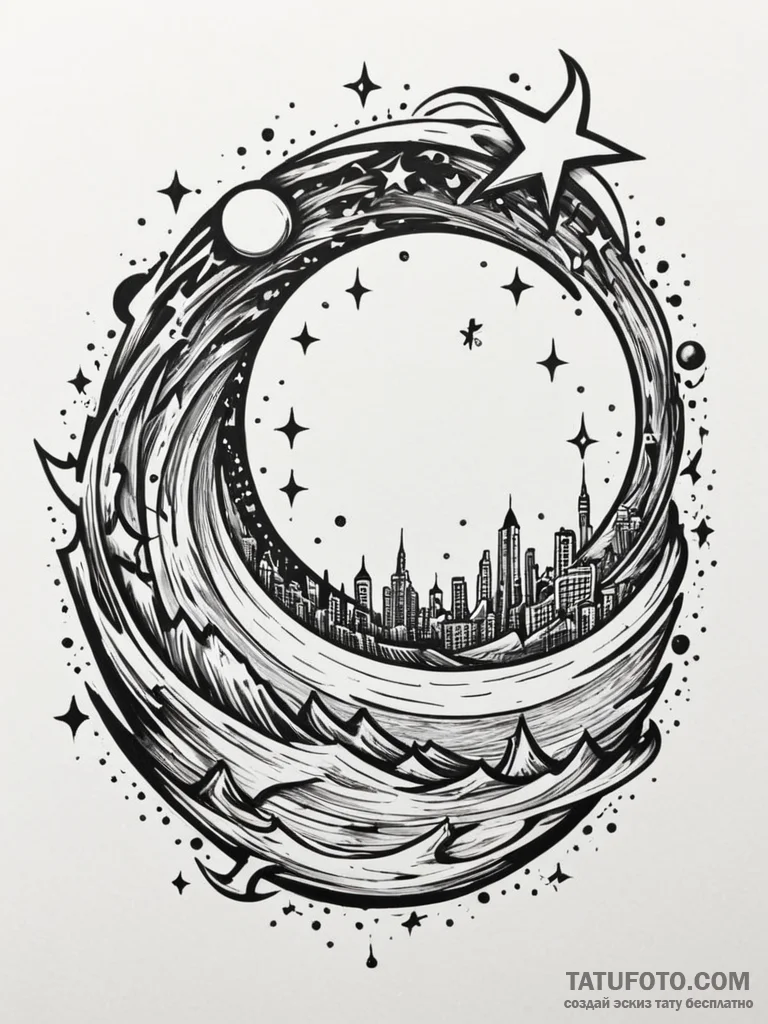 Mirror pool swirling with stars, concept art... - эскиз тату (№1751353090_0, 01.07.2025 06:58) — Tatufoto.com