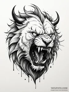 Storm clouds in the shape of a giant, roaring... - эскиз тату (№1751353156_0, 01.07.2025 06:59) — Tatufoto.com