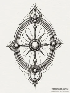 Atomic gate opening into void, tattoo line ar... - эскиз тату (№1751353613_0, 01.07.2025 07:06) — Tatufoto.com