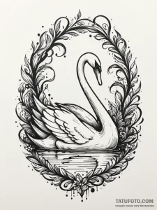 Swan with its reflection as a black, skeletal... - эскиз тату (№1751354049_0, 01.07.2025 07:14) — Tatufoto.com