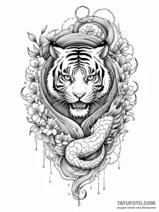 Tiger spirit beneath spectral veil, tattoo sk... - эскиз тату (№1751355056_0, 01.07.2025 07:30) — Tatufoto.com
