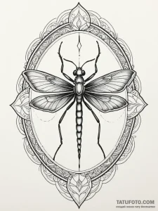 Mantis shadow within mirrored gate, tattoo fl... - эскиз тату (№1751355192_0, 01.07.2025 07:33) — Tatufoto.com