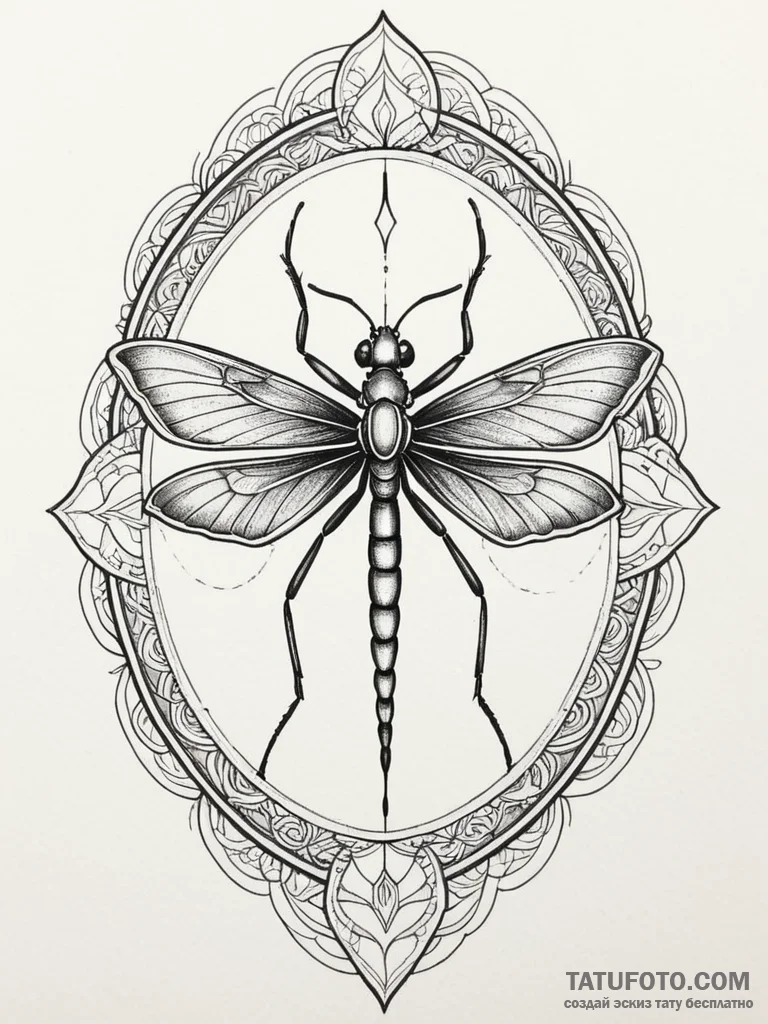 Mantis shadow within mirrored gate, tattoo fl... - эскиз тату (№1751355192_0, 01.07.2025 07:33) — Tatufoto.com
