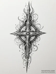Arcane spear with burning tip, artistic tatto... - эскиз тату (№1751355384_0, 01.07.2025 07:36) — Tatufoto.com