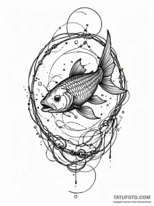 Atomic fish swimming through wires, tattoo fl... - эскиз тату (№1751355867_0, 01.07.2025 07:44) — Tatufoto.com