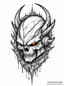 Jagged helm beneath shattered moon, tattoo dr... - эскиз тату (№1751356847_0, 01.07.2025 08:00) — Tatufoto.com