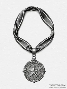 Medal of valor or achievement, ink illustrati... - эскиз тату (№1751357654_0, 01.07.2025 08:14) — Tatufoto.com