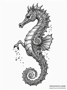 A hippocampus (mythological seahorse), tattoo... - эскиз тату (№1751357937_0, 01.07.2025 08:18) — Tatufoto.com