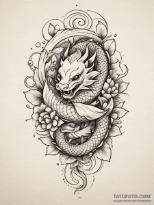 Lotus entwined with thorned vines, tattoo lin... - эскиз тату (№1751358133_0, 01.07.2025 08:22) — Tatufoto.com