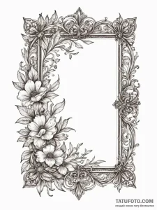 A detailed broken picture frame, damaged,, ta... - эскиз тату (№1751358657_0, 01.07.2025 08:30) — Tatufoto.com