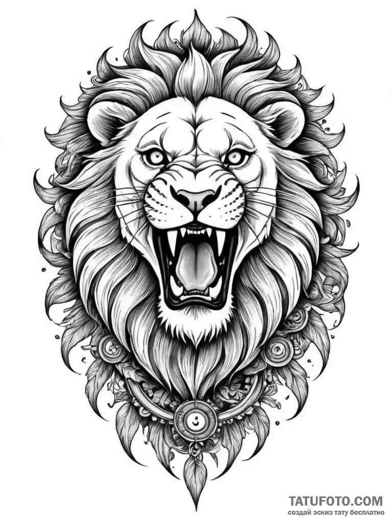 Atomic lion roaring with code eyes, tattoo li... - эскиз тату (№1751358722_0, 01.07.2025 08:32) — Tatufoto.com