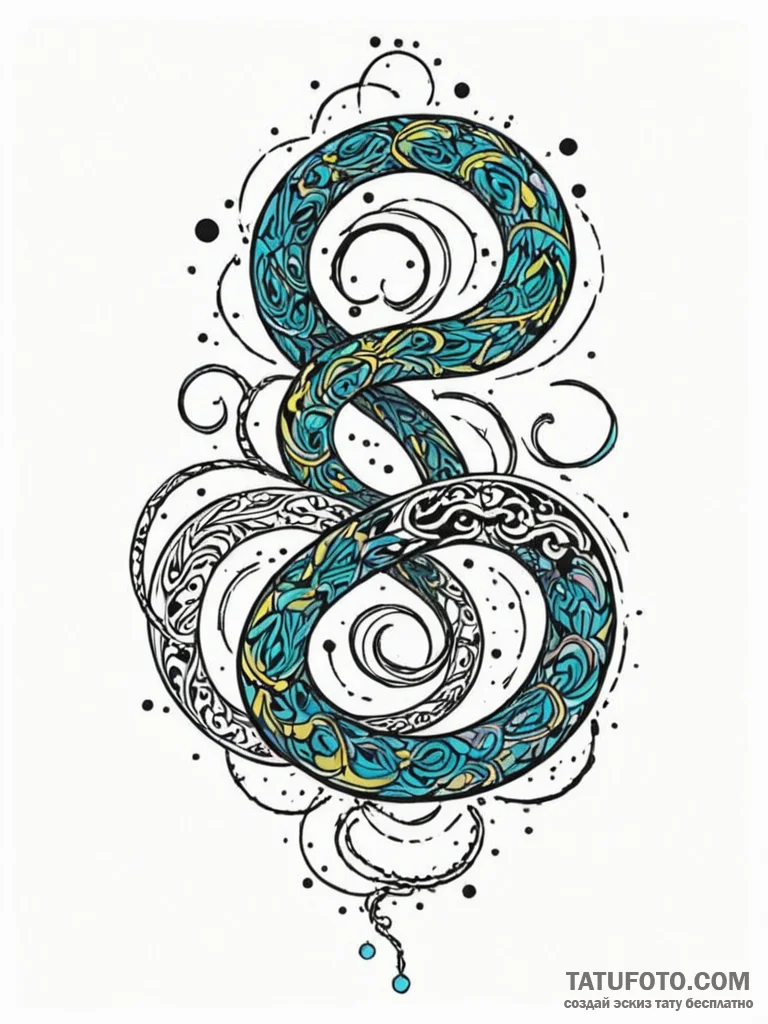 Atomic serpent twisting around data stream, i... - эскиз тату (№1751405808_0, 01.07.2025 21:36) — Tatufoto.com