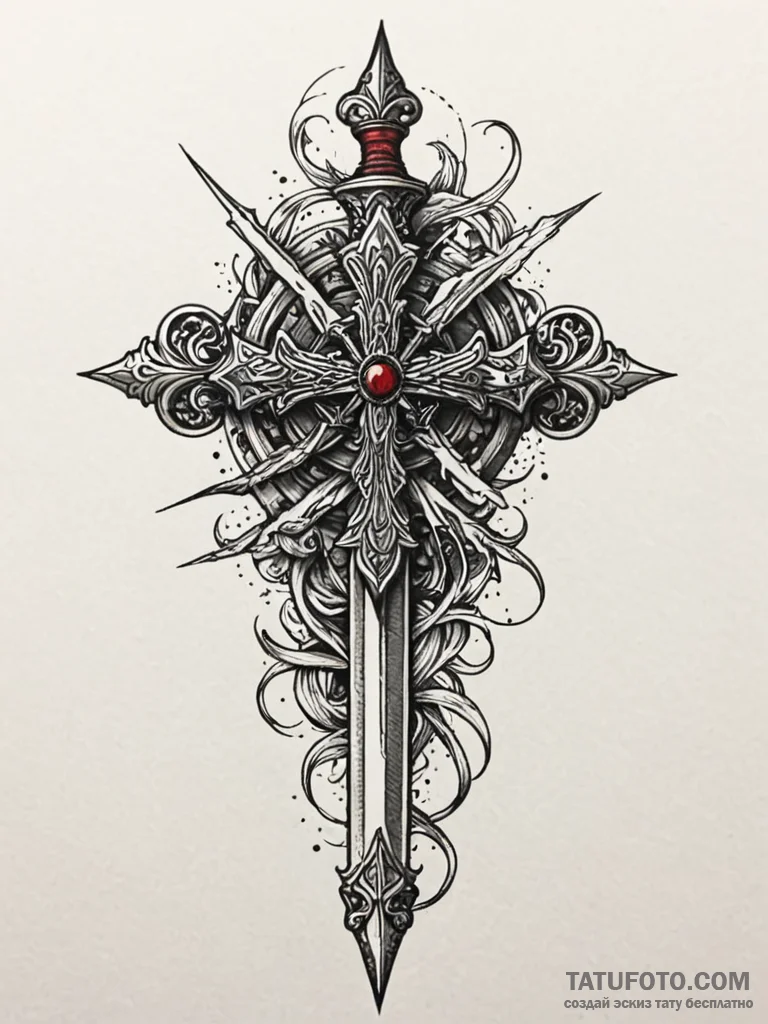 Animated dagger clashing with sword, tattoo s... - эскиз тату (№1751406383_0, 01.07.2025 21:46) — Tatufoto.com