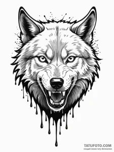 Abyssal wolf with dripping fangs, ink illustr... - эскиз тату (№1751406576_0, 01.07.2025 21:49) — Tatufoto.com
