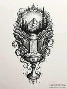 Chalice from which a waterfall of tiny stars... - эскиз тату (№1751407549_0, 01.07.2025 22:05) — Tatufoto.com