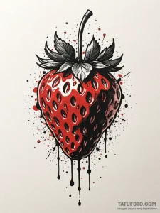 Strawberry, simple and red, concept art for t... - эскиз тату (№1751408096_0, 01.07.2025 22:14) — Tatufoto.com
