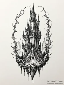 Ghost relic through shattered spire, tattoo l... - эскиз тату (№1751408302_0, 01.07.2025 22:18) — Tatufoto.com