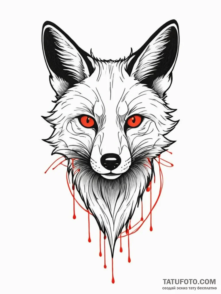 Cybernetic fox with glowing optic nerves, ink... - эскиз тату (№1751409348_0, 01.07.2025 22:35) — Tatufoto.com