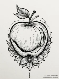 Forbidden fruit (apple) with a single, elegan... - эскиз тату (№1751409887_0, 01.07.2025 22:44) — Tatufoto.com