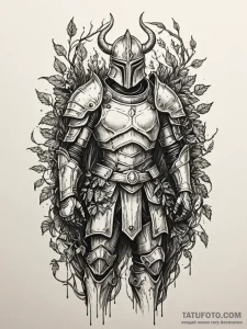 Ancient armor with vine overgrowth, concept a... - эскиз тату (№1751410385_0, 01.07.2025 22:53) — Tatufoto.com