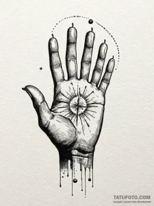 Oracle hand beneath spectral light, ink illus... - эскиз тату (№1751410947_0, 01.07.2025 23:02) — Tatufoto.com