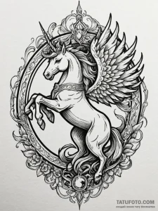 A carousel of mythical creatures (griffin, un... - эскиз тату (№1751411282_0, 01.07.2025 23:08) — Tatufoto.com