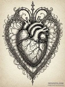Ice heart locked in bone cage, concept art fo... - эскиз тату (№1751411845_0, 01.07.2025 23:17) — Tatufoto.com
