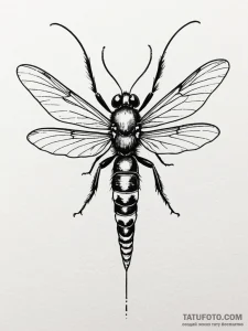 Tarantula hawk wasp with a metallic, iridesce... - эскиз тату (№1751411981_0, 01.07.2025 23:19) — Tatufoto.com