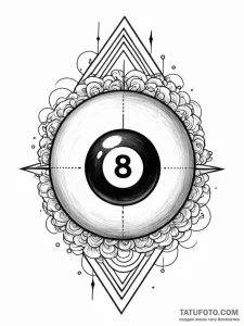 Magic 8-ball with 'try again later' message,... - эскиз тату (№1751412048_0, 01.07.2025 23:20) — Tatufoto.com