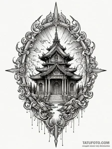 Temple altar devouring light, ink illustratio... - эскиз тату (№1751412200_0, 01.07.2025 23:23) — Tatufoto.com