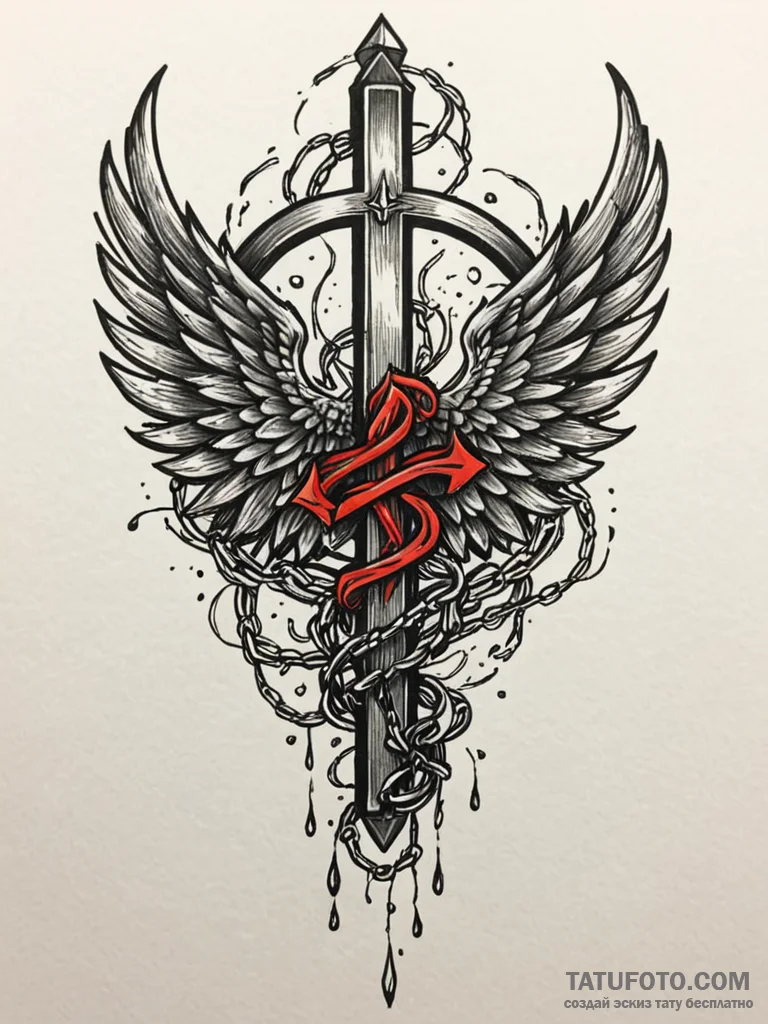 Burning wings chained to stone, tattoo sketch... - эскиз тату (№1751412558_0, 01.07.2025 23:29) — Tatufoto.com