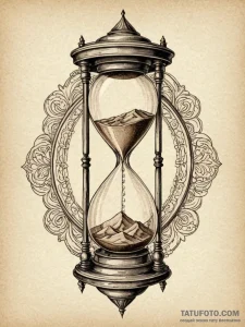 Cracked hourglass with sand turning to dust,... - эскиз тату (№1751413806_0, 01.07.2025 23:50) — Tatufoto.com