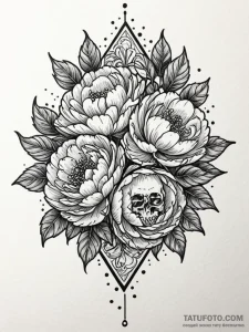 Peony, ink illustration for tattoo, masterpie... - эскиз тату (№1751414814_0, 02.07.2025 00:06) — Tatufoto.com