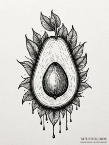 Avocado stone with a tiny, growing sprout, ta... - эскиз тату (№1751414946_0, 02.07.2025 00:09) — Tatufoto.com